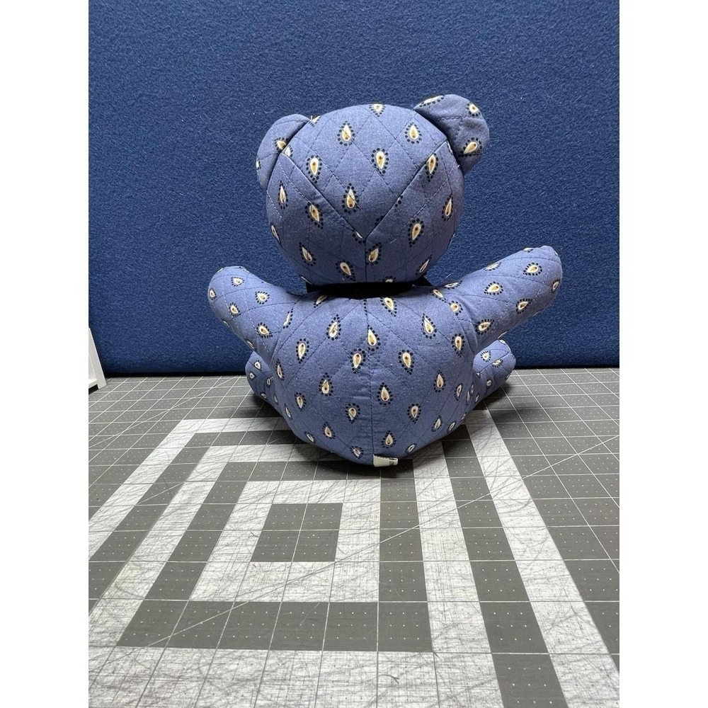 Retired Vera Bradley Blue Beary Teddy Bear Plush 11" Sitting Quilted Cotton - Picture 2 of 4